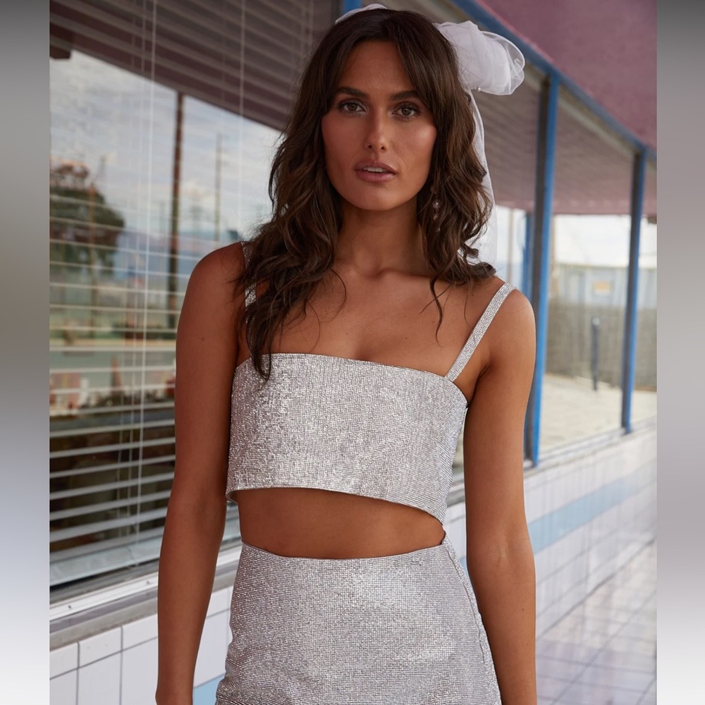 Silver Glitter Crop Top